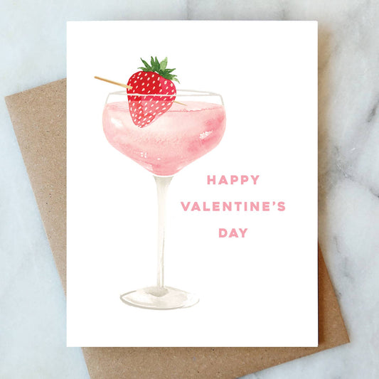 Strawberry Valentines Cocktail Card