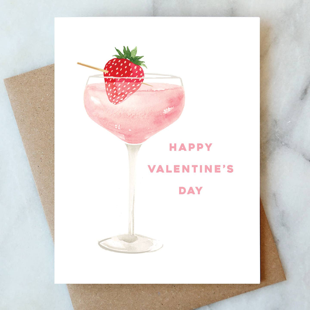 Strawberry Valentines Cocktail Card