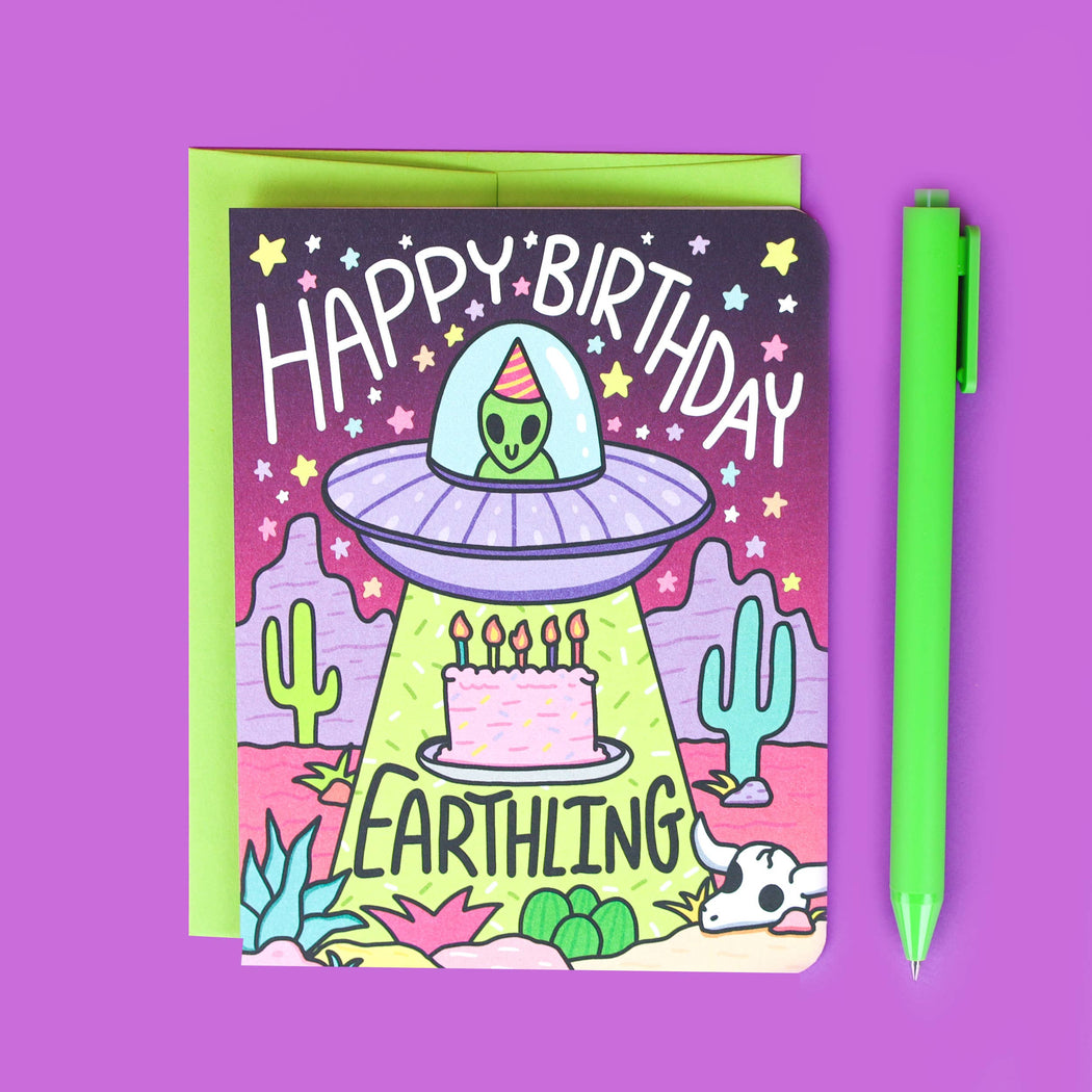 Happy Birthday Earthling Alien Card