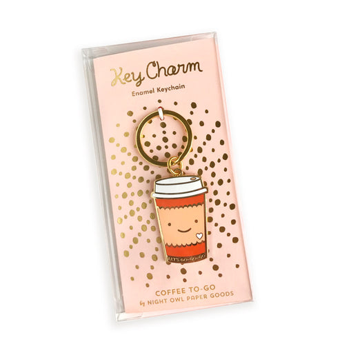 Smiling Coffee To Go Cup Enamel Keychain