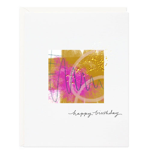 Pink Gold Splash Happy Birthday Card