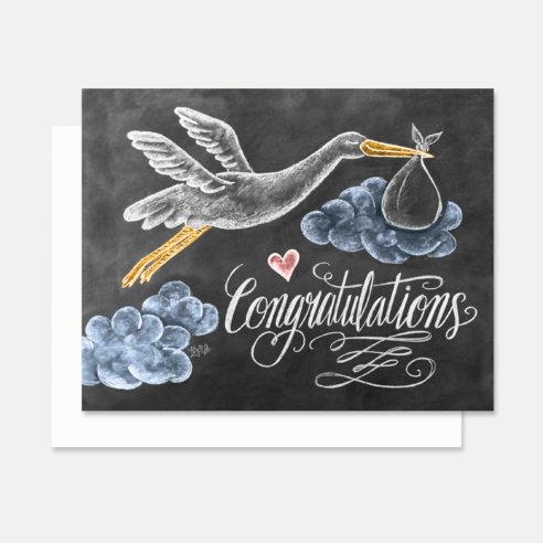 Congratulations chalkboard style Stork Card