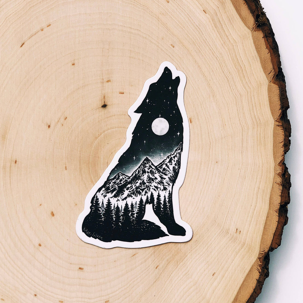 Howling Mountain Wolf Vinyl Sticker