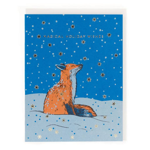 Magical Holiday Wishes Snowing Fox Card