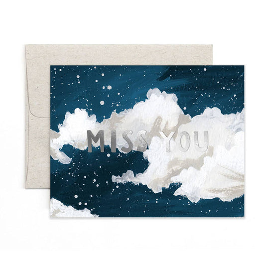 Miss You Clouds Foil Card