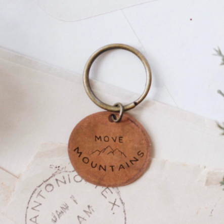 Move mountains traveling penny keychain