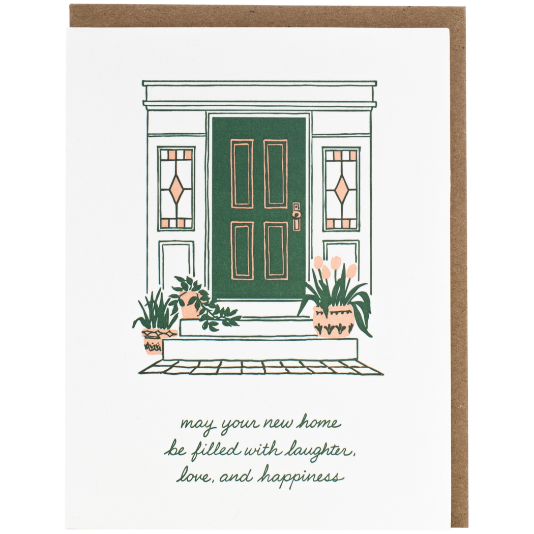 Green Door New Home Filled with Laughter Love Happiness Card