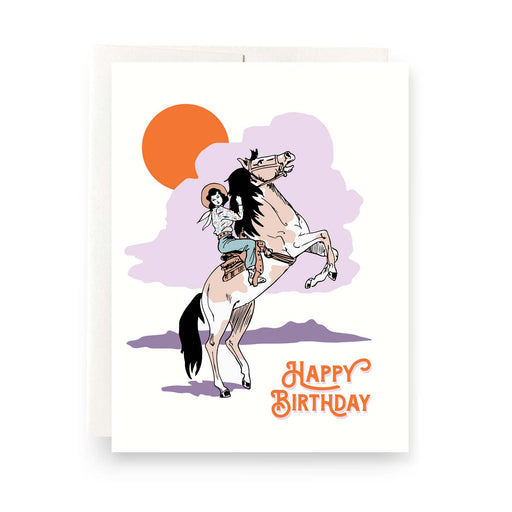 Cowgirl Horse Happy Birthday Card