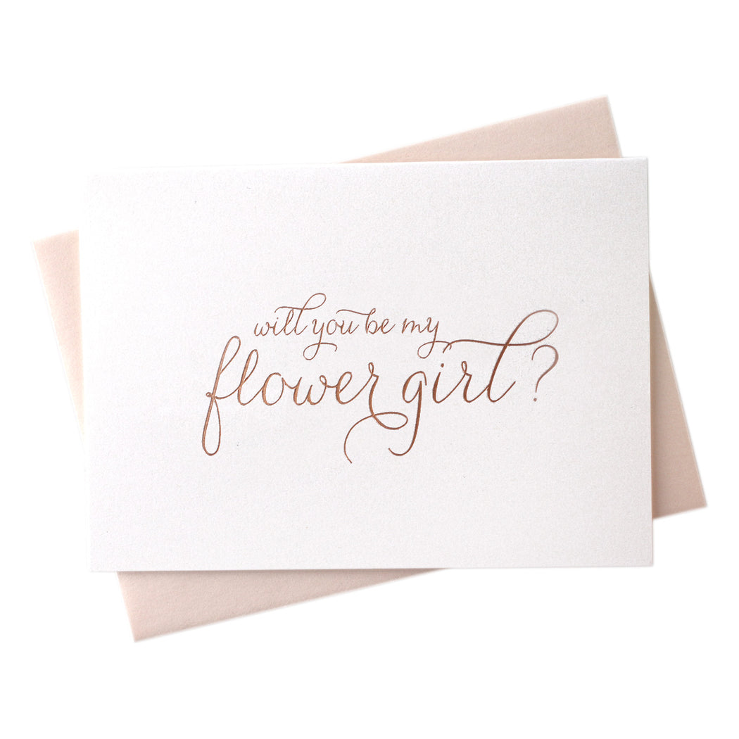 Rose Gold Foil Will You Be My Bridesmaid proposal wedding Cards flower girl