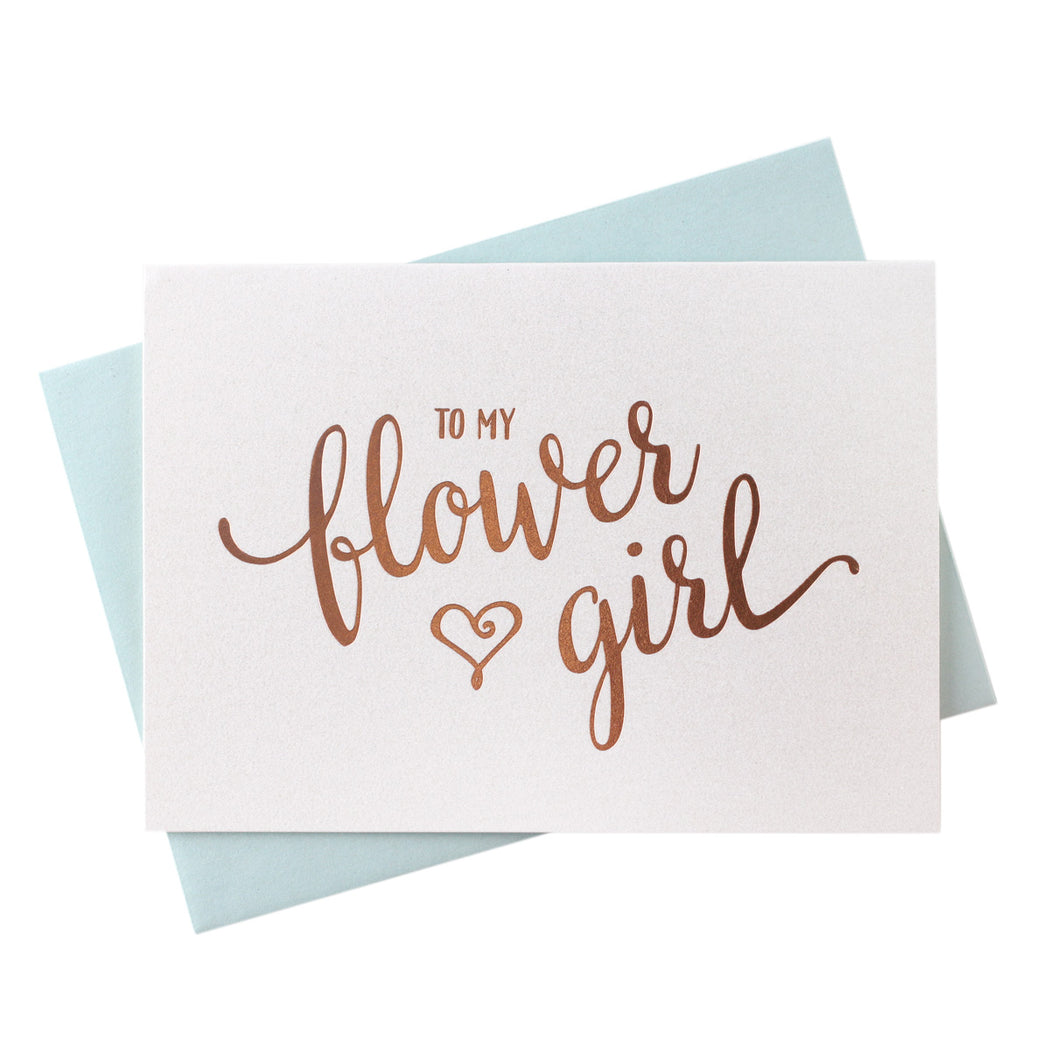 Rose Gold Foil Heart Style Flower Girl Thank You Cards