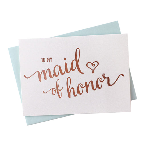 Rose Gold Foil Heart Style Maid of Honor Thank You Cards