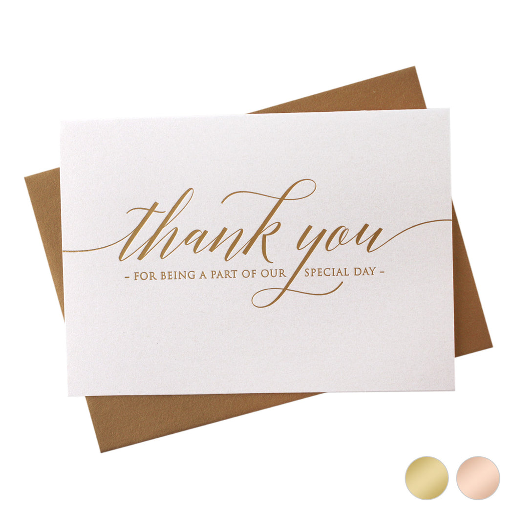 Gold Foil Special Day Wedding Thank You Card Delicate Style
