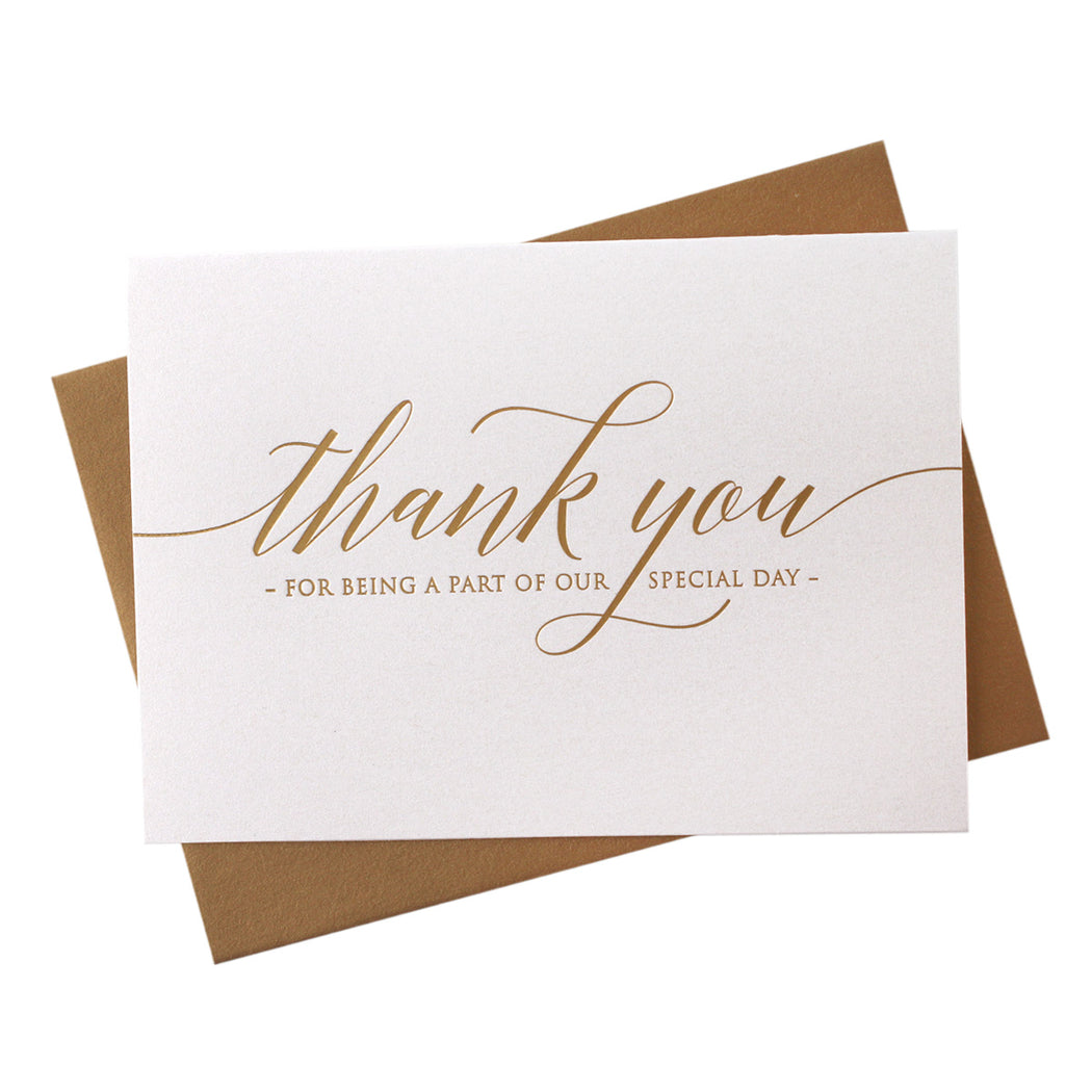 Gold Foil Special Day Wedding Thank You Card Delicate Style