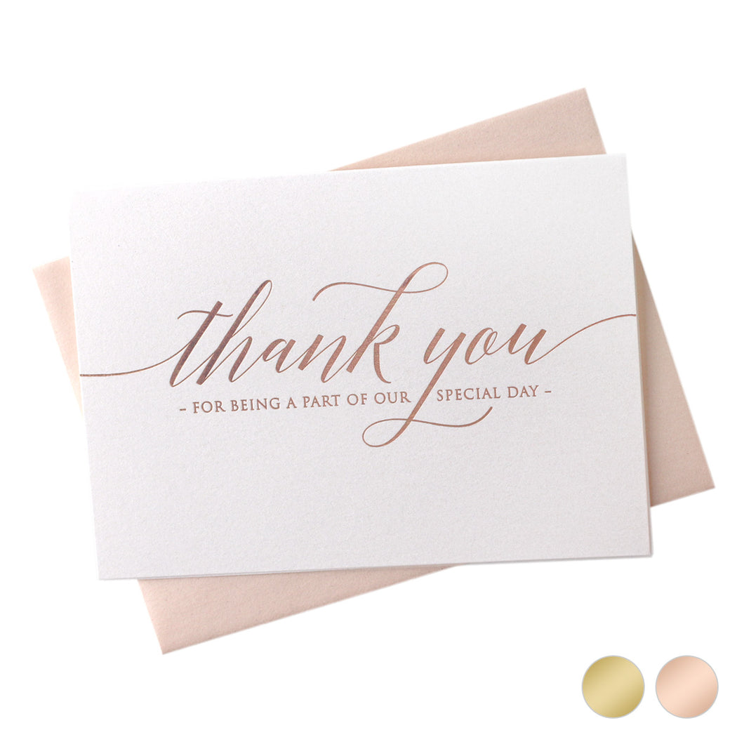 Rose Gold Foil Special Day Wedding Thank You Card Delicate Style