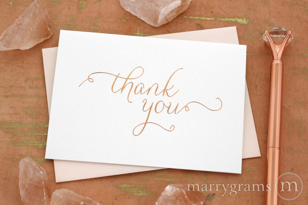 Rose Gold Foil Simple Thank You Card Thin Style