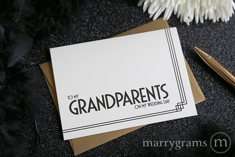 To My Family grandparents Wedding Day Card Deco Style