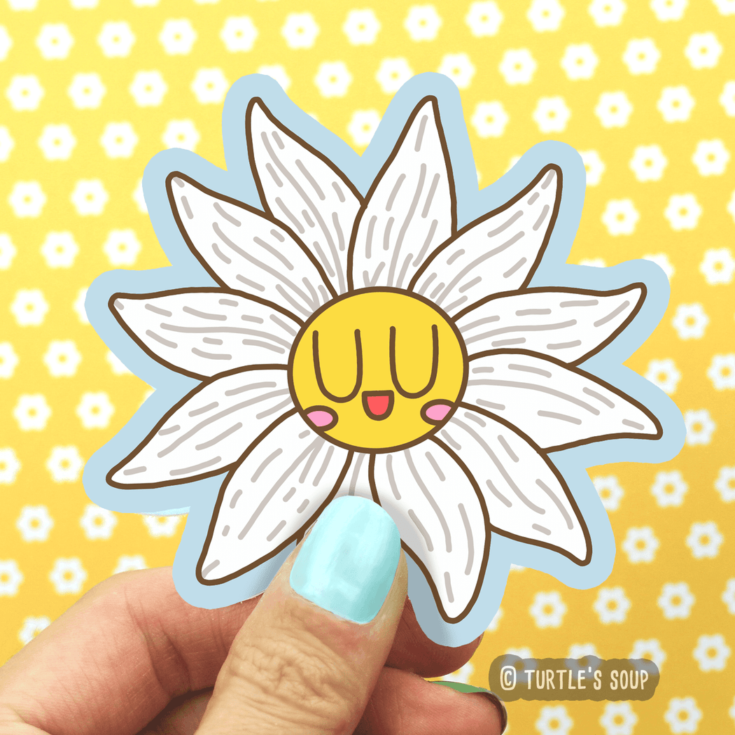 White Daisy Flower Vinyl Sticker