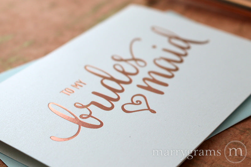 Rose Gold Foil Heart Style Bridesmaid Thank You Cards