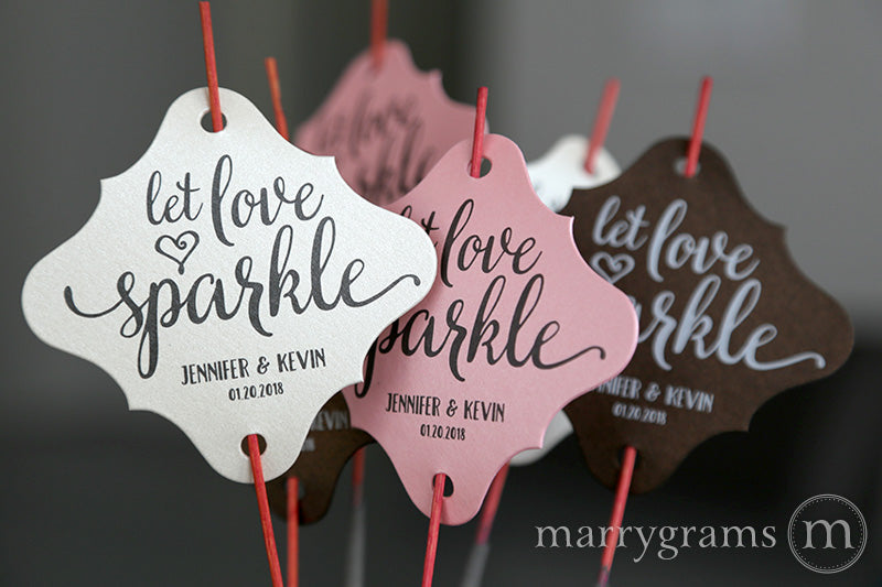 Let Love Sparkle Heart Style Wedding Sparkler Tags