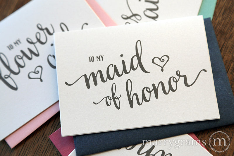 To My Maid of Honor wedding day thank you Card Heart Style