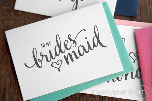To My Bridesmaid wedding day thank you Card Heart Style