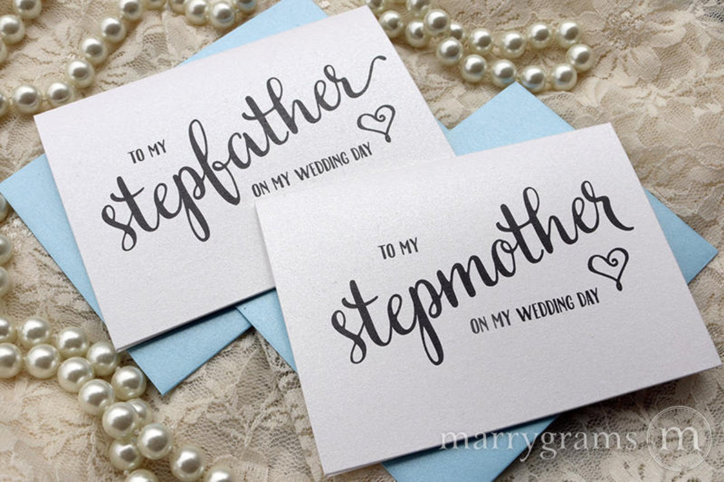 To My Family stepfather and stepmother Wedding Day Card Heart Style