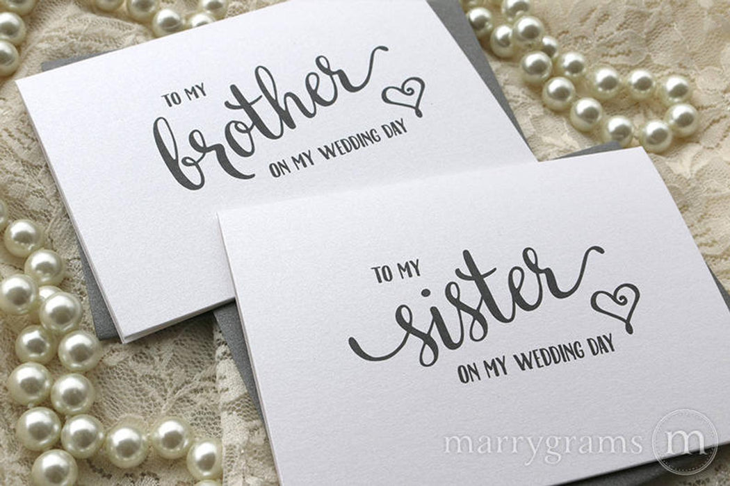 To My Family brother and sister Wedding Day Card Heart Style