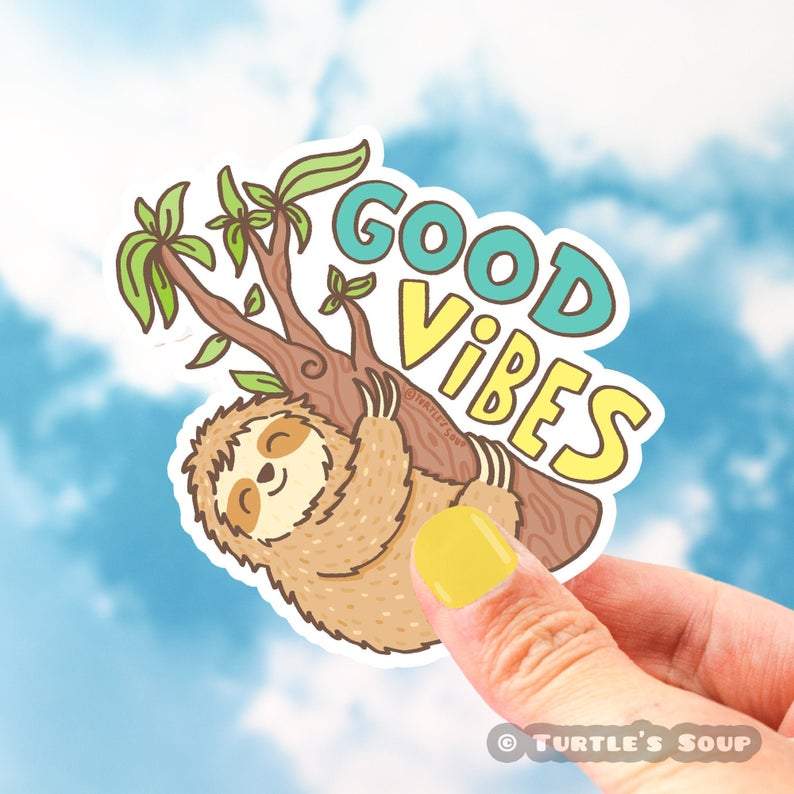 Good Vibes Sloth Vinyl Sticker