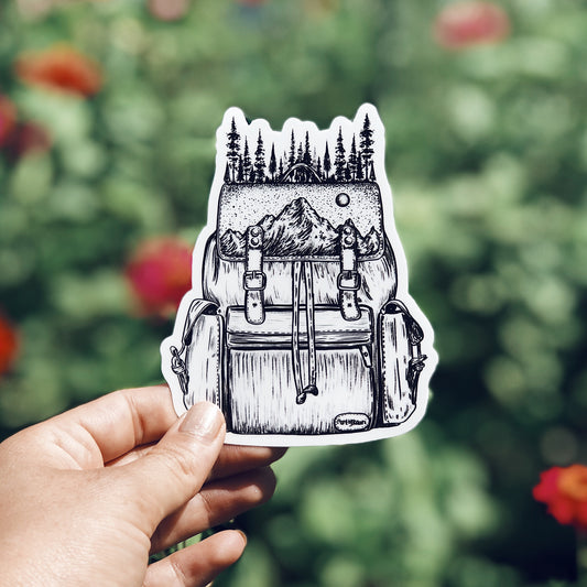 Forested Camping Backpack Vinyl Sticker
