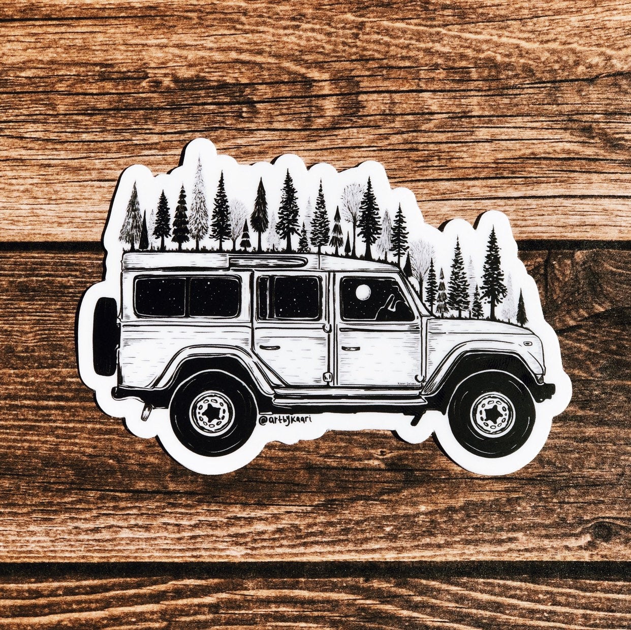 Forested Jeep Vinyl Sticker