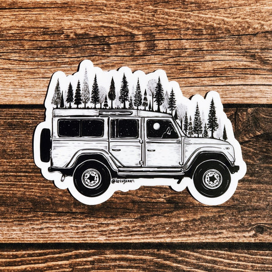 Forested Jeep Vinyl Sticker