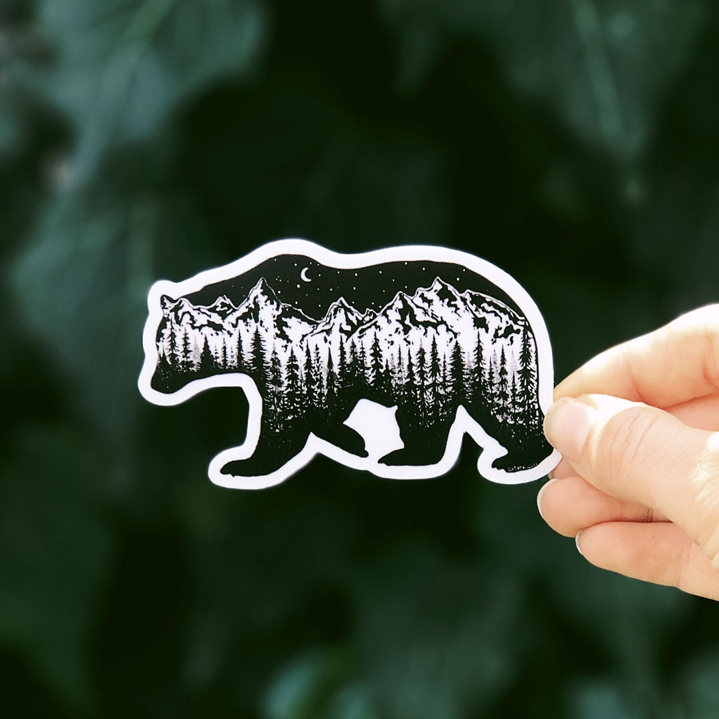 Forested Bear Vinyl Sticker