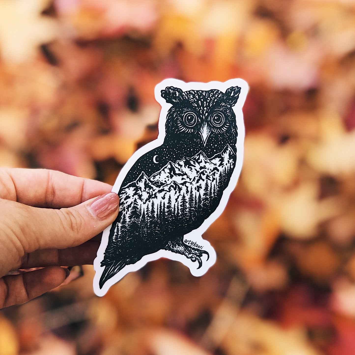 Mountains Owl Vinyl Sticker