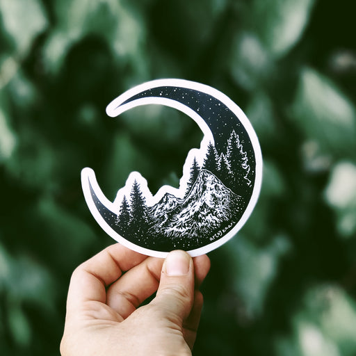 Mountain Moon Silhouette Vinyl Sticker