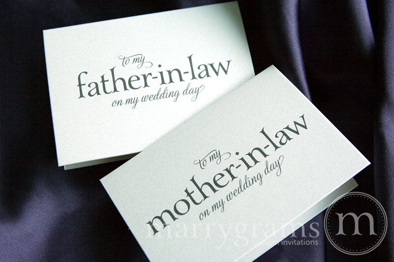 To My Family mother and father in law Wedding Day Card Serif Style