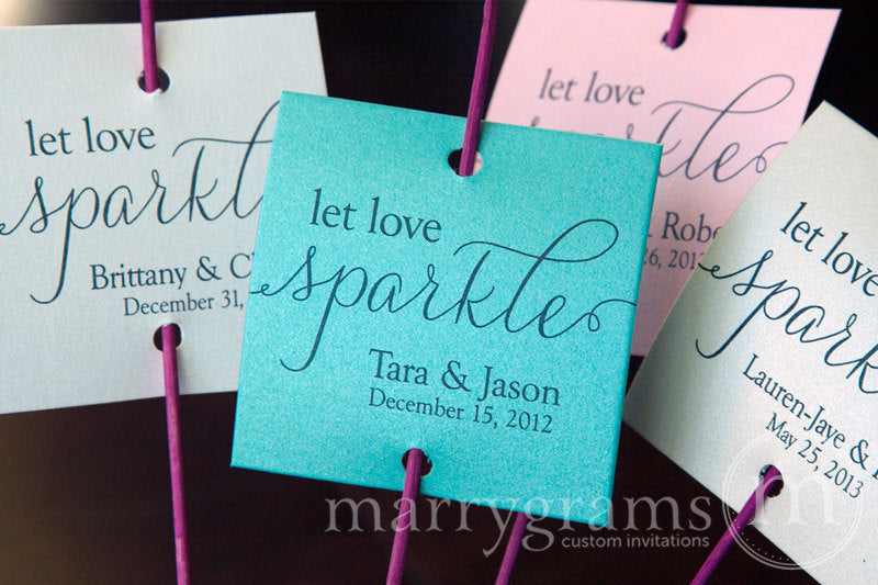 Let Love Sparkle Wedding Sparkler Tags Thin Style