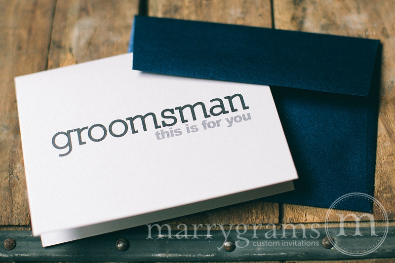 Groomsman This Is For You Wedding Day Card Block Style