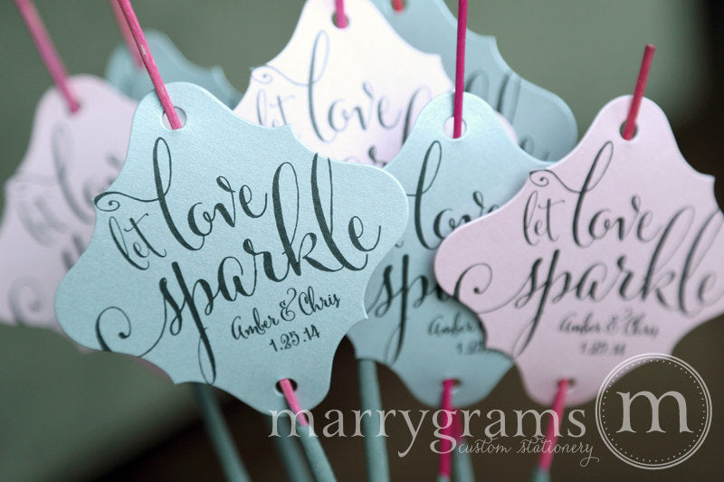 Let Love Sparkle Wedding Sparkler Tags Whimsical Style