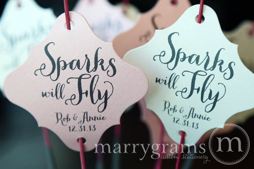 Sparks Will Fly Wedding Sparkler Tags Thick Style