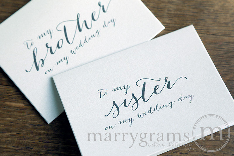 To My Family brother and sister Wedding Day Card Handwritten Style