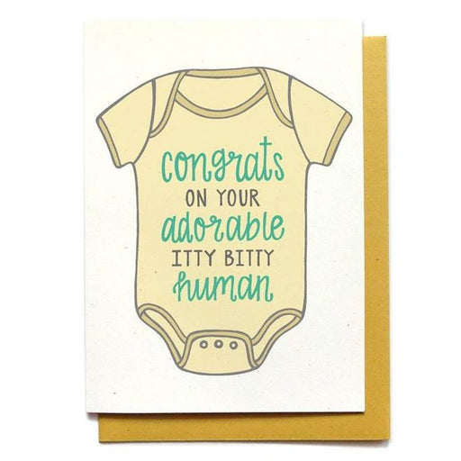 Congrats on Your Adorable Itty Bitty Human Onesie Baby Card