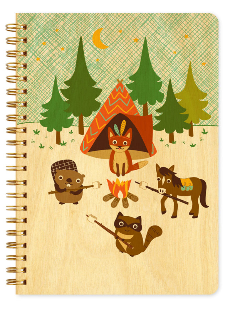 Wood Large Notebook camping critters