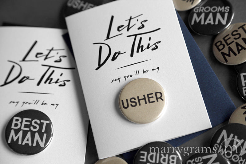 Let's Do This Groomsman Button Cards