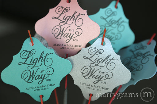 Light the Way Wedding Sparkler Send Off Tags Curly Style