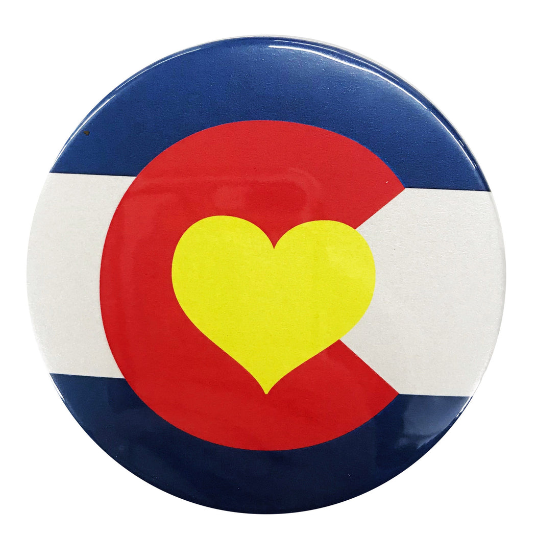 Colorado Flag Heart Button Magnet or Mirror