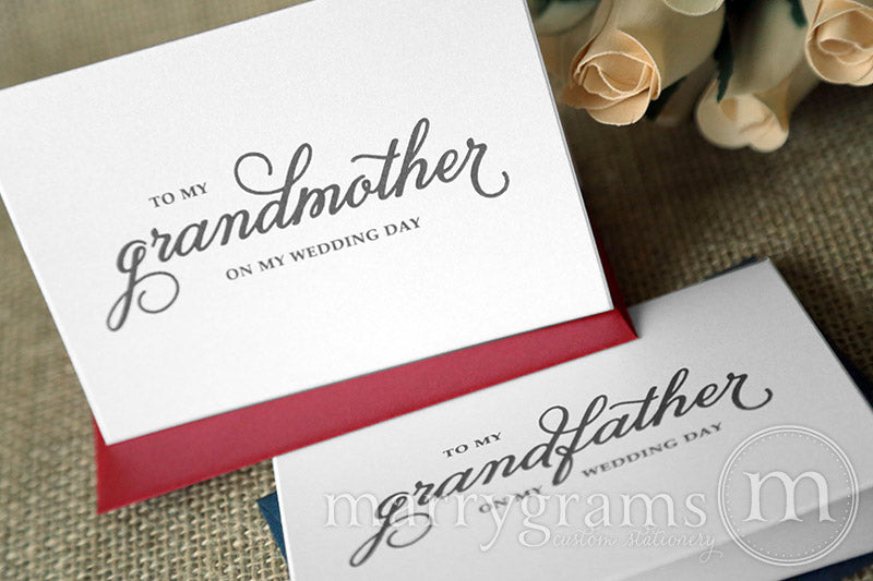 To My Family grandmother and grandfather Wedding Day Card Curly Style