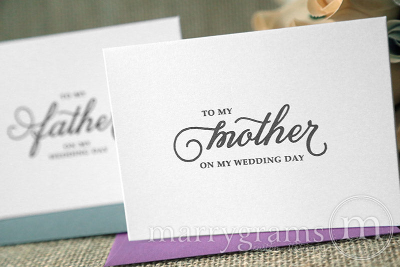 To My Family mother and father Wedding Day Card Curly Style