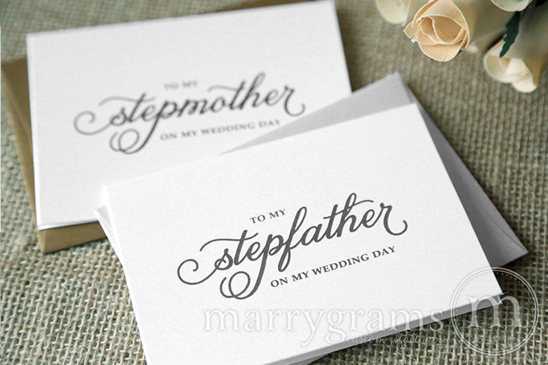 To My Family stepmother and stepfather Wedding Day Card Curly Style