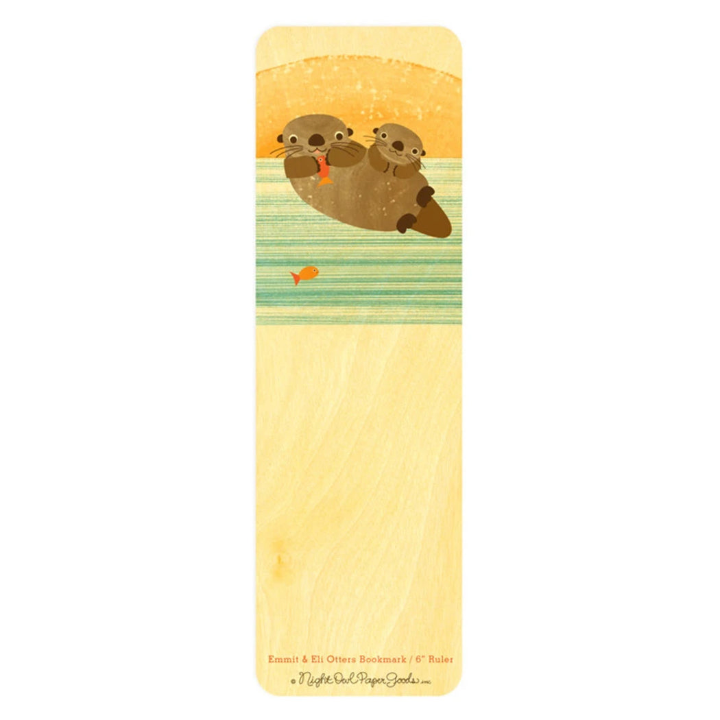 Wood Bookmark otters