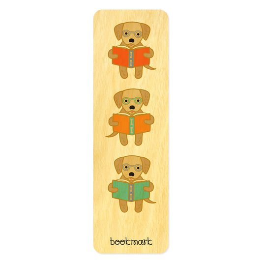 Wood Bookmark reading dog